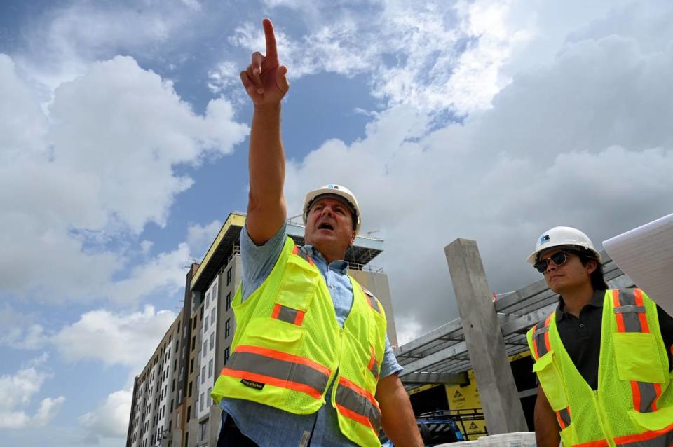 Greg Ciaccio, general manager and Christian Krause of Marriott point out features of the new Marriott Palmetto Resort at the Bradenton Area Convention Center. Tiffany Tompkins/ttompkins@bradenton.com