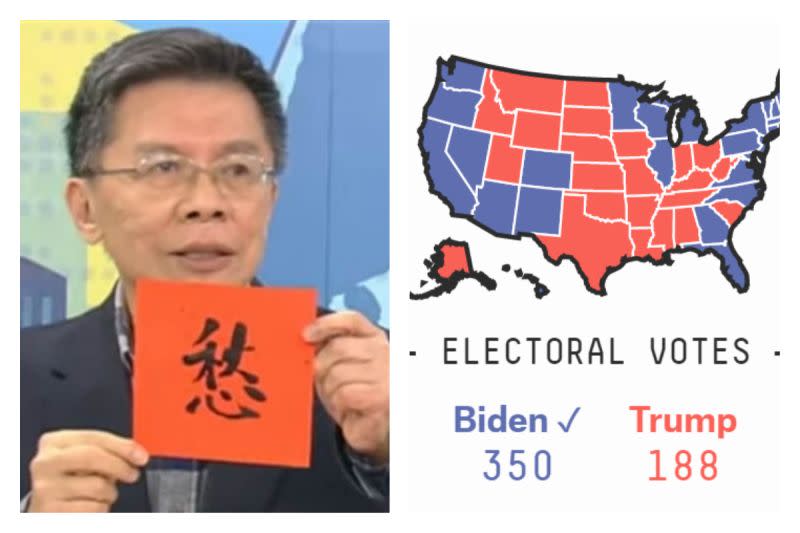 ▲前立委沈富雄選前預言川普「土石流慘敗」、只拿得到188張選舉人票，結果票開出來慘遭打臉，自嘲無語問蒼天。（圖／翻攝自沈富雄臉書）