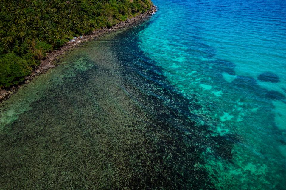 An aerial shot of the oil slick on the coast near Pola, Oriental Mindoro on March 8.