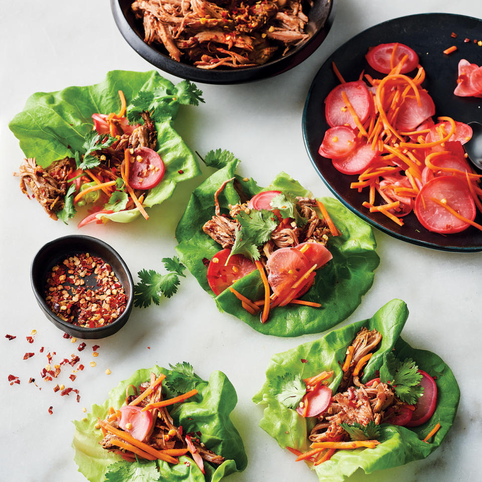 Slow-Cooker Soy-Glazed Pork in Lettuce Cups