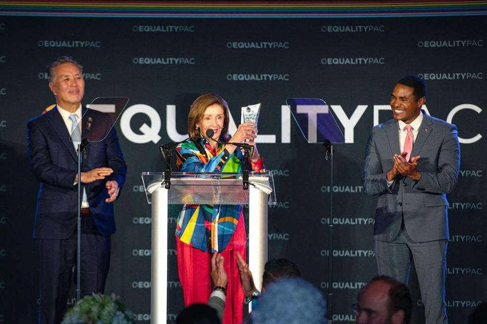 Equality Pac Mark Takano and Ritchie Torres with Nancy Pelosi 