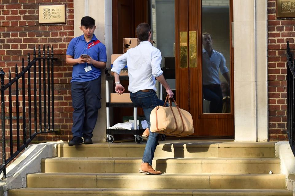 James Matthews is seen running in the Lindo wing hospital in london as Pippa middleton gives birth: Neil Warner / SplashNews.com