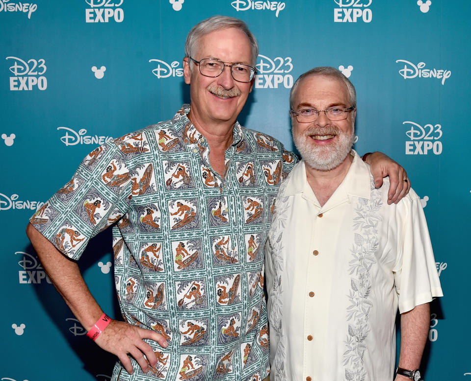 ANAHEIM, CA - AUGUST 14:  Directors John Musker (L) and Ron Clements of MOANA took part today in 