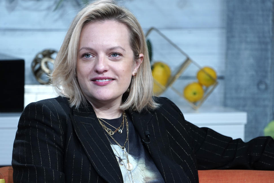 NEW YORK, NEW YORK - FEBRUARY 27: (EXCLUSIVE COVERAGE) Elisabeth Moss visits BuzzFeed&#39;s 