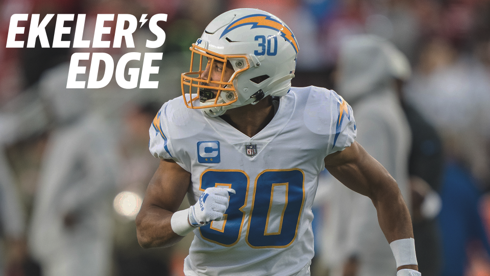 We continue 'Conviction Week' on the pod with the second preseason episode of Ekeler's Edge. Los Angeles Chargers RB joins Matt Harmon to dive into the Ask Austin Mailbag where we asked for your boldest fantasy predictions for the 2023 season. And boy did you deliver. (Credit: Kyle Terada-USA TODAY Sports)

