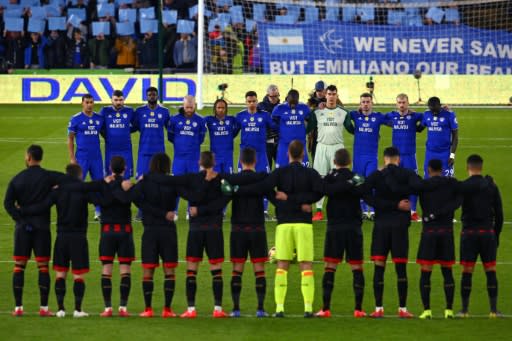 Cardiff and Bournemouth players observed a moment of silent reflection for Sala and Ibbotson