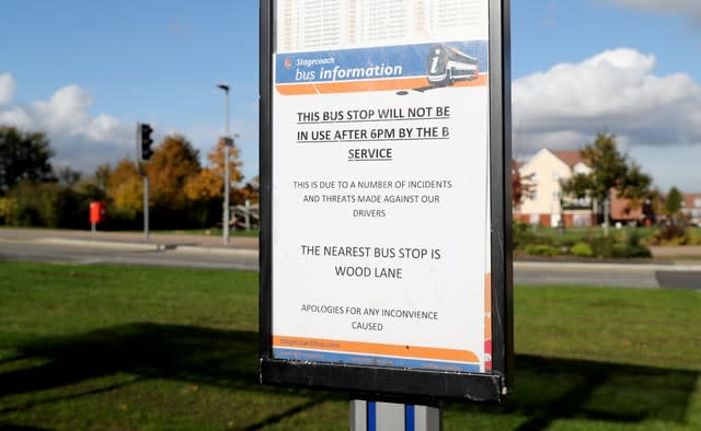 A bus stop on the Bridgefield Estate in Ashford, Kent