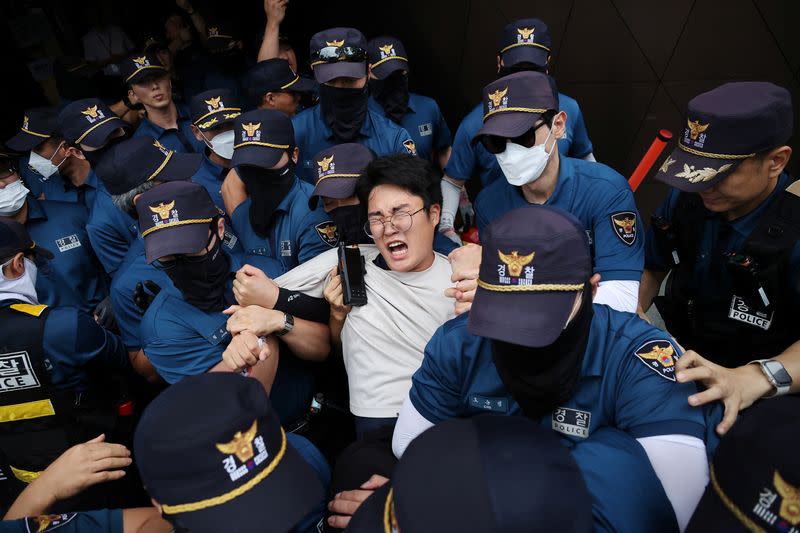 South Korea police detain university students seeking to enter Japan embassy