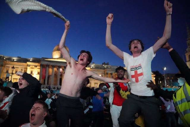 Fans watching England v Denmark