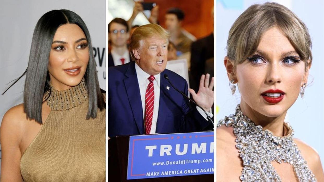 Celebrities we love to hate, including Kim Kardashian, Donald Trump, and Taylor Swift