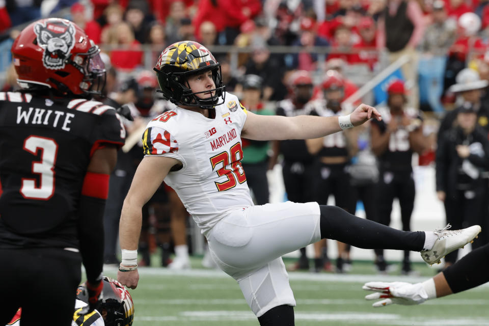 Maryland place kicker Chad Ryland was drafted by the Patriots. (AP Photo/Nell Redmond)