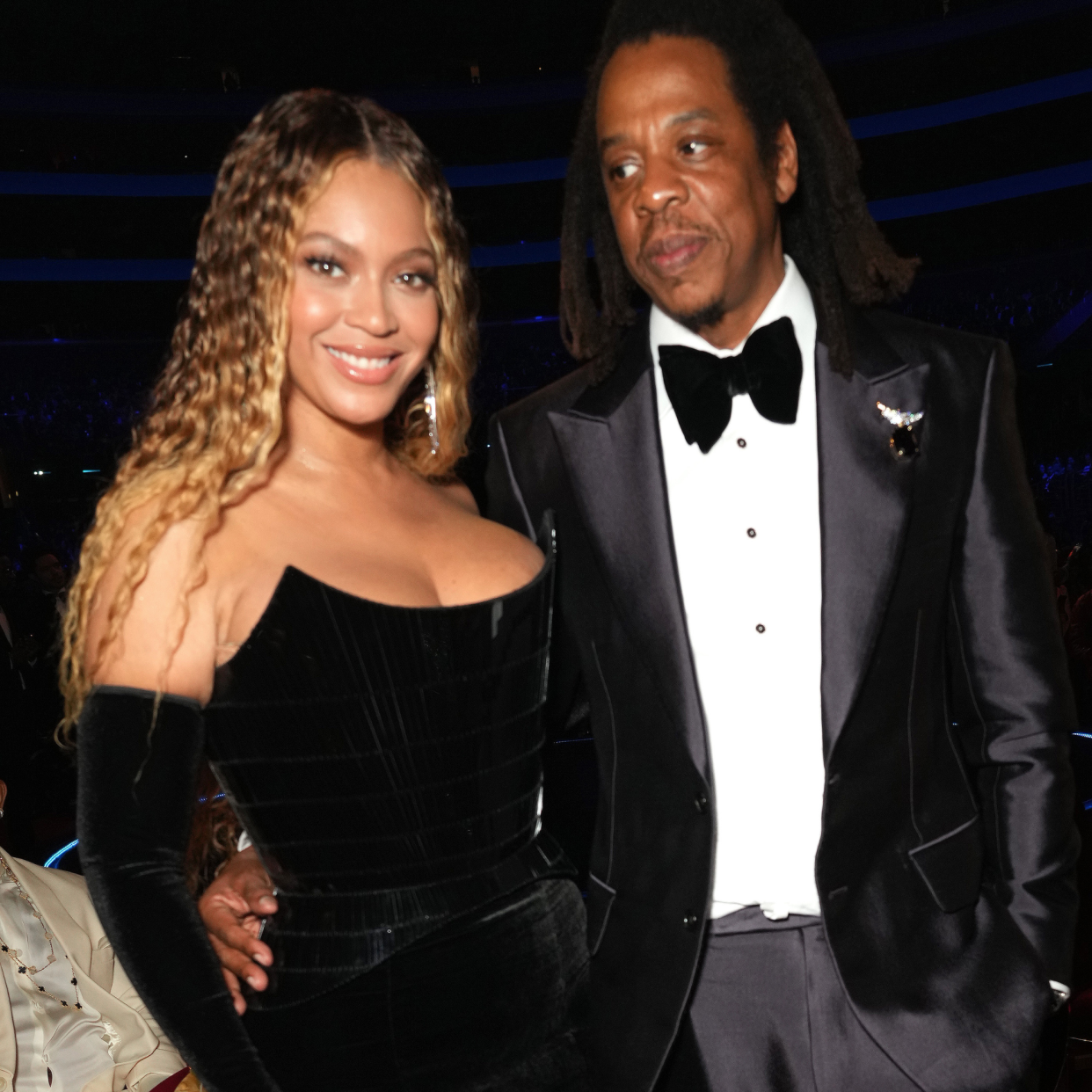  Adele, Beyoncé, Jay-Z, and Rich Paul attend the 65th GRAMMY Awards at Crypto.com Arena on February 05, 2023 in Los Angeles, California. 