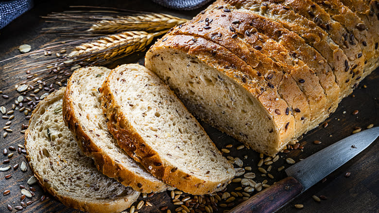 sliced loaf of wheat bread