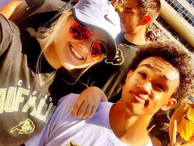 <p>Derrick White Instagram</p> Derrick White and Hannah Schneider take a selfie.