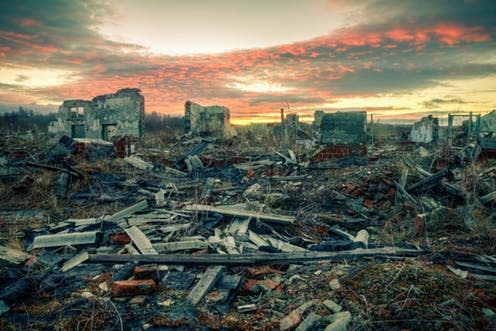   <span class="attribution"><a class="link " href="https://www.shutterstock.com/image-photo/remains-destroyed-houses-sunset-apocalyptic-landscape-343138097?src=QM2UQruE-wE3KnHBQJ083w-1-98&studio=1" rel="nofollow noopener" target="_blank" data-ylk="slk:Nouskrabs/Shutterstock.com;elm:context_link;itc:0;sec:content-canvas">Nouskrabs/Shutterstock.com</a></span>