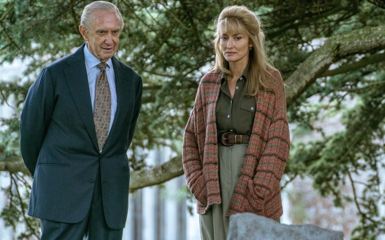 Jonathan Pryce as Prince Philip, the Duke of Edinburgh and Natascha McElhone as Penny Knatchbull, Countess Mountbatten of Burma in season five of the Netflix drama The Crown. - Photo Credit: Keith Bernstein 