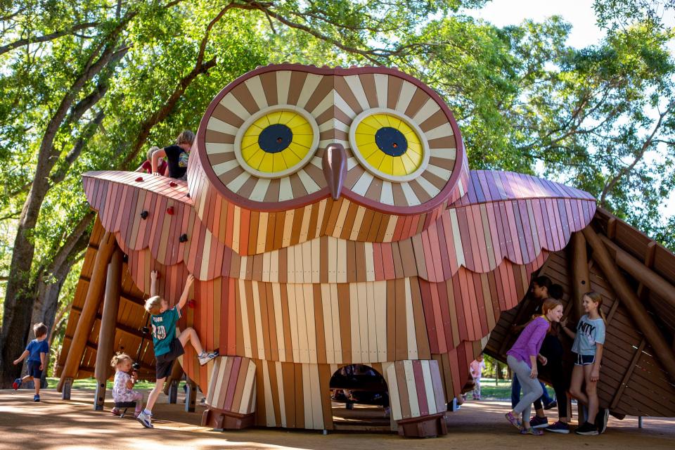 Bonnet Springs in Lakeland features Mable the Mosaic Owl, an interactive playground.