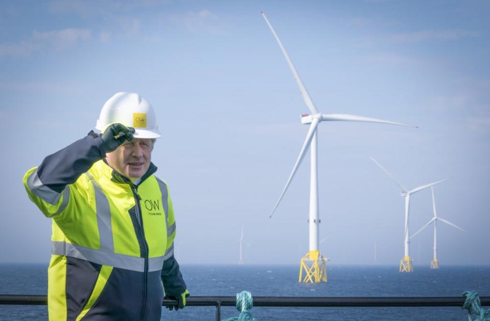 Prime Minister Boris Johnson pictured onboard the Esvagt Alba during a visit to the Moray Offshore Windfarm East, off the Aberdeenshire coast (Jane Barlow/PA) (PA Wire)