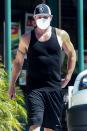 <p>Nick Lachey dons a black tank and shorts for an errand run in Los Angeles on Thursday.</p>