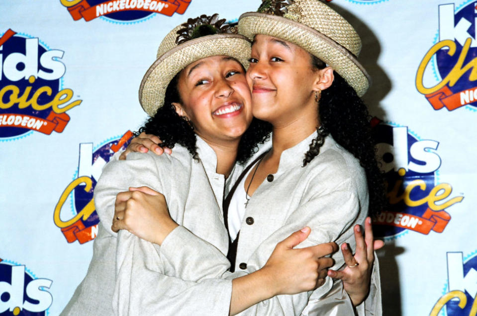 Tia Mowry and Tamera Mowry during 1994 Kids Choice Awards at Shrine Auditorium in Los Angeles, California, United States. (Photo by Jeff Kravitz/FilmMagic, Inc)
