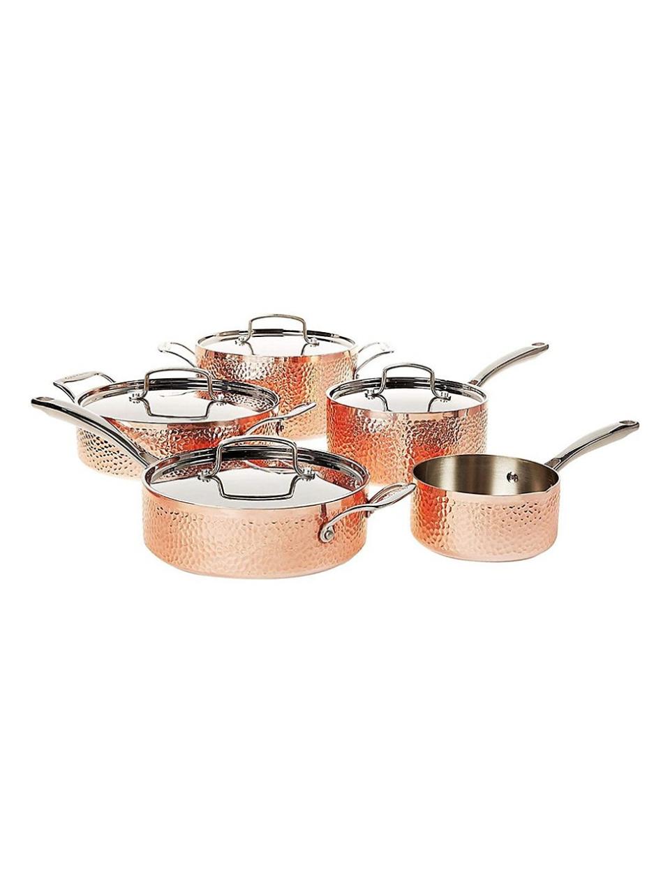 <p><a href="https://go.redirectingat.com?id=74968X1596630&url=https%3A%2F%2Fwww.saksfifthavenue.com%2Fproduct%2FCuisinart-Hammered-Collection-9-Piece-Hammered-Copper-Tri-Ply-Cookware-Set-0400017246526.html&sref=https%3A%2F%2Fwww.cosmopolitan.com%2Fstyle-beauty%2Ffashion%2Fg37222274%2F7th-anniversary-gift-ideas%2F" rel="nofollow noopener" target="_blank" data-ylk="slk:Shop Now;elm:context_link;itc:0;sec:content-canvas" class="link ">Shop Now</a></p><p>Hammered Collection Copper Cookware Set</p><p>$339.95</p><p>saksfifthavenue.com</p><span class="copyright">Saks Fifth Avenue</span>