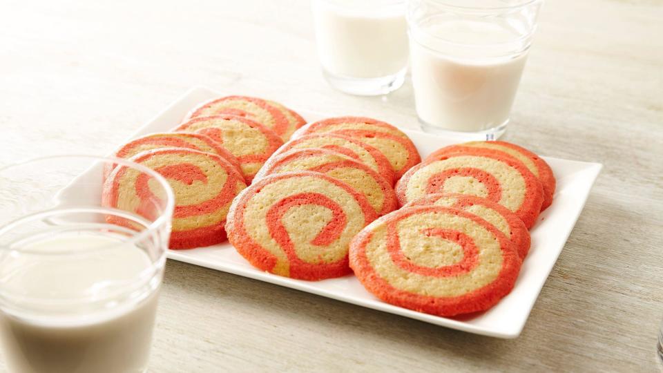 <p>Before you start baking, make sure you have peppermint extract and red food coloring. You’ll need both ingredients to make the red twist in these peppermint swirl cookies.</p> <p><a href="https://www.thedailymeal.com/recipe/peppermint-swirl-cookies?referrer=yahoo&category=beauty_food&include_utm=1&utm_medium=referral&utm_source=yahoo&utm_campaign=feed" rel="nofollow noopener" target="_blank" data-ylk="slk:For the Peppermint Swirl Cookies recipe, click here.;elm:context_link;itc:0;sec:content-canvas" class="link ">For the Peppermint Swirl Cookies recipe, click here.</a></p>