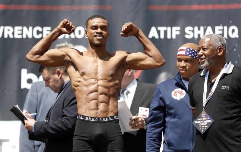 Errol Spence Jr during the weigh-in