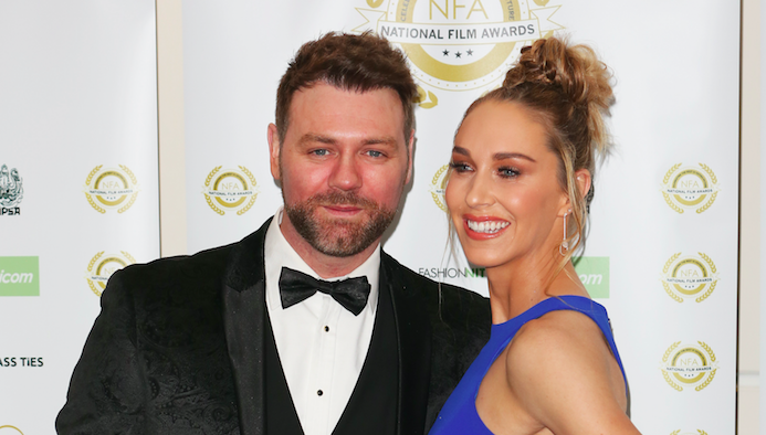 Brian McFadden and Danielle Parkinson attend the National Film Awards 2019 at Porchester Hall in London. (Photo by Brett Cove/SOPA Images/LightRocket via Getty Images)