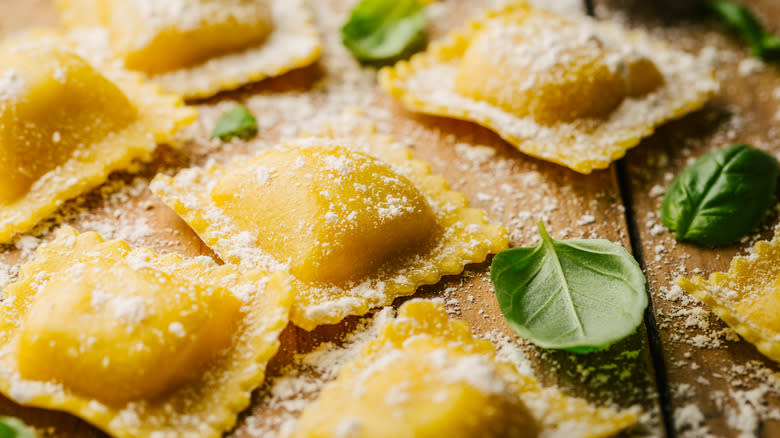 Close up fresh ravioli