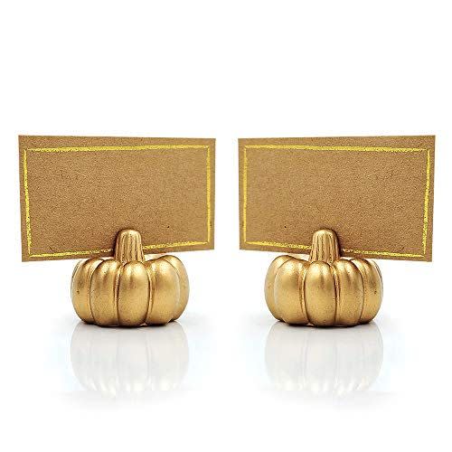 16) Kate Aspen Pumpkin Place Cardholder, Set of 6, Gold