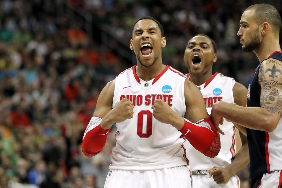 Jared Sullinger screams in celebration