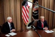 U.S. President Trump meets with industry executives on the coronavirus response at the White House in Washington