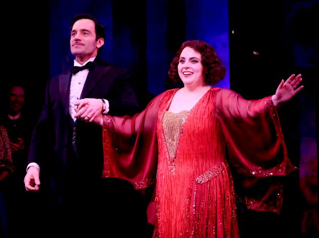 Ramin Karimloo (left) and Beanie Feldstein in 