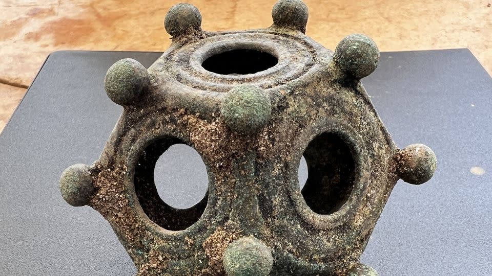 A rare Roman dodecahedron was found in Lincolnshire, England in 2023, and is set to go on display in the Lincoln Museum. - Norton Disney History and Archaeology Group
