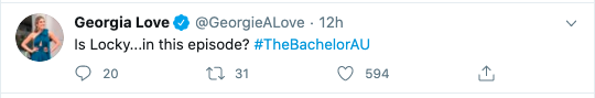 Georgia Love tweets about The Bachelor