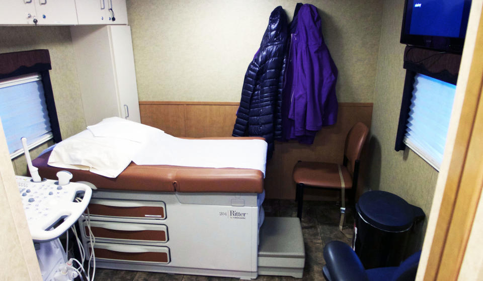 A view of the inside of the PRC Charlotte mobile crisis pregnancy center.&nbsp;