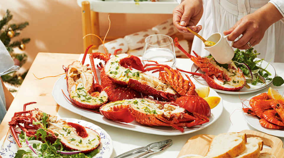 Coles is discounting lobster, as seen in this dinner setting.