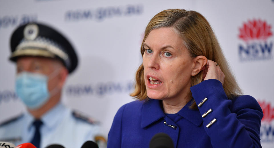 NSW Chief Health Officer Kerry Chant speaks to the media during a press conference in Sydney on Friday. Source: AAP