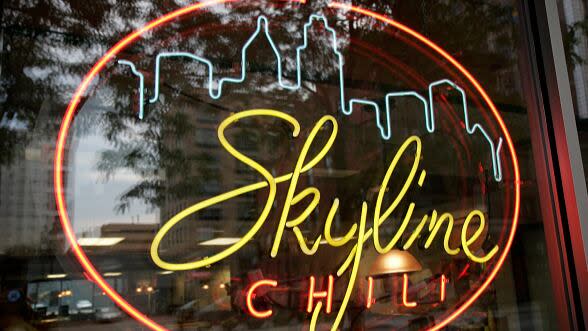<p>A Skyline Chili restaurant neon sign is pictured here. A 16-year-old boy saved a customer’s life on his second day on the job at a Skyline Chili. He didn’t waste any time making a good impression at work.</p>
