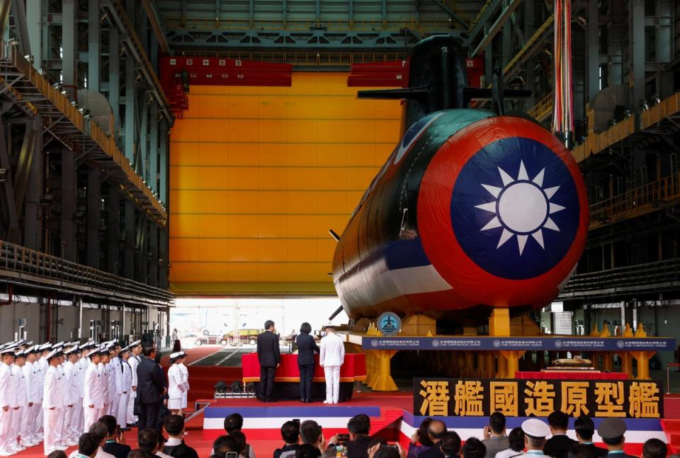 Launching ceremony of Taiwan’s first domestically built submarine, in Kaohsiung (REUTERS)