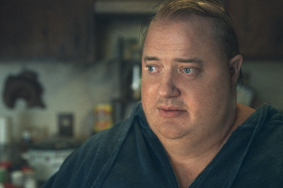 Brendan Fraser wears a fat suit in The Whale