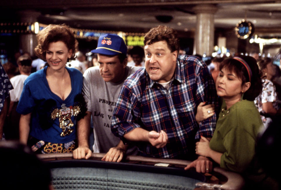 <p><strong>“Vegas Vegas” (1991)</strong><br><br>In Season 4, Roseanne and Dan ditched the kids to head to a quickie Vegas vacation, but the Conners clashed over the craps table. Still, they got to hobnob with Wayne Newton and renew their wedding vows in a Vegas chapel, so this trip was definitely worth the gamble.<br><br>(Photo: Everett Collection) </p>