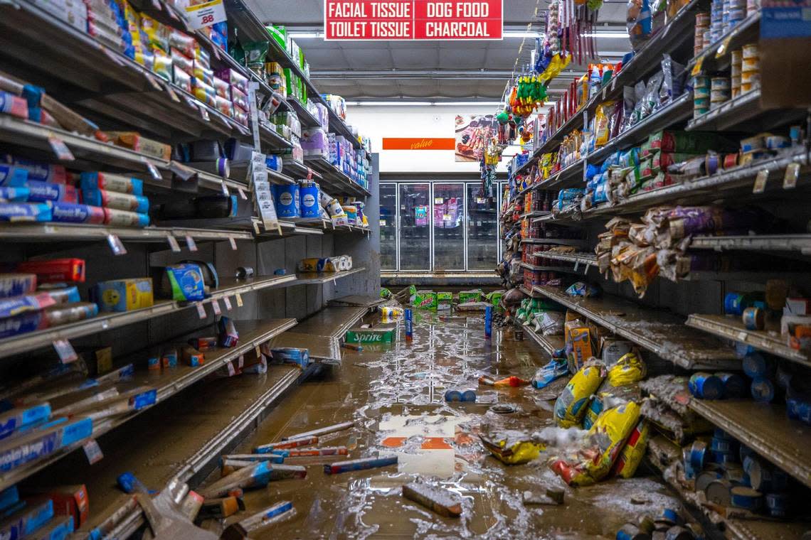 Isom IGA in Isom, Ky., was ravaged by historic floods last week. The store’s inventory was spoiled by the flood waters.