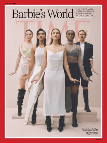 <p>photograph by Carlota Guerrero for TIME</p> <em>Barbie</em>'s Hari Nef, Alexandra Shipp, Margot Robbie, Issa Rae and Kate McKinnon on the cover of <em>TIME</em> magazine