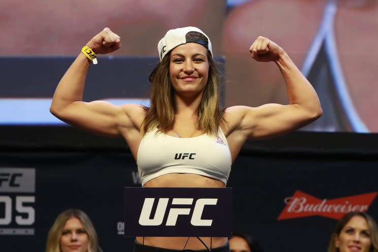 Former UFC women’s bantamweight champion Miesha Tate is now retired, but she’d be a great candidate to join the flyweight division if the UFC creates it. (Getty Images)