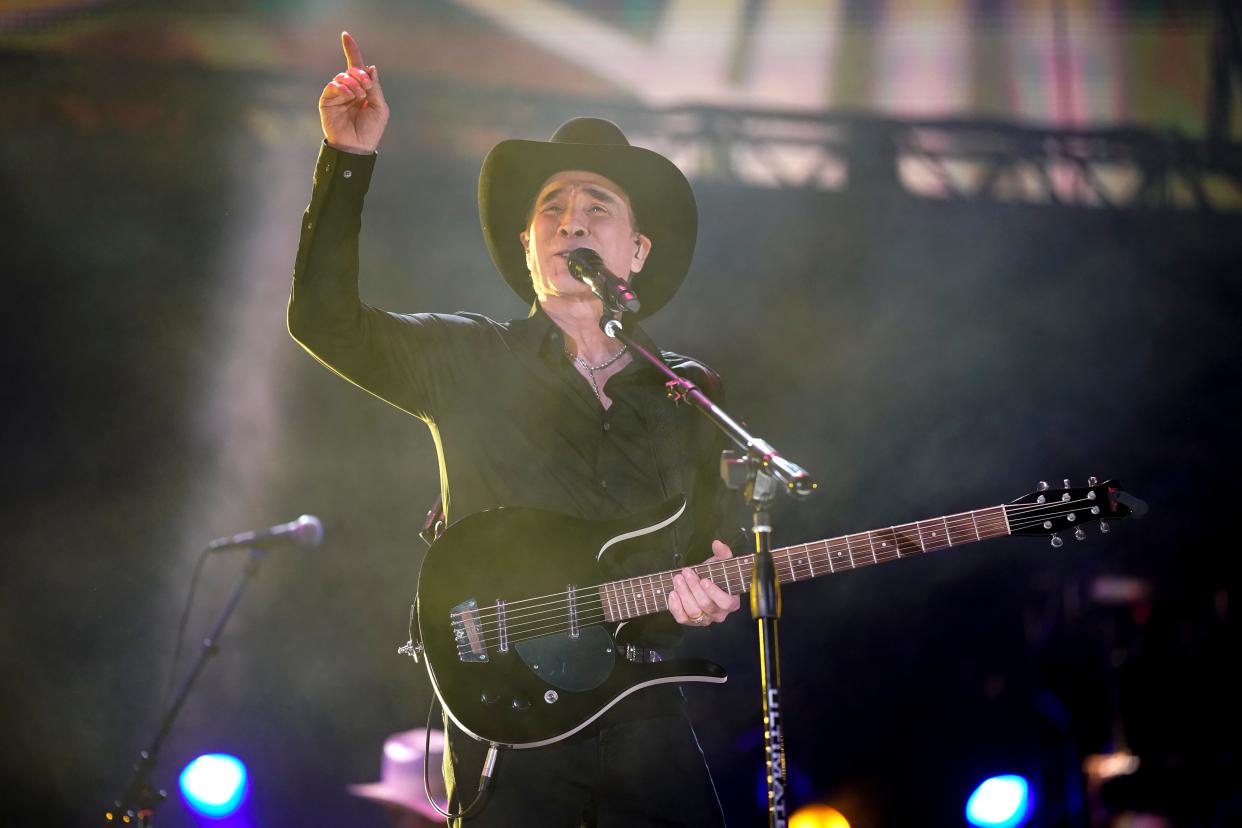 FILE - Clint Black plays at the CMA Fest at Nissan Stadium in Nashville on Friday, June 7, 2024. Black will perform in Evans on Oct. 25.