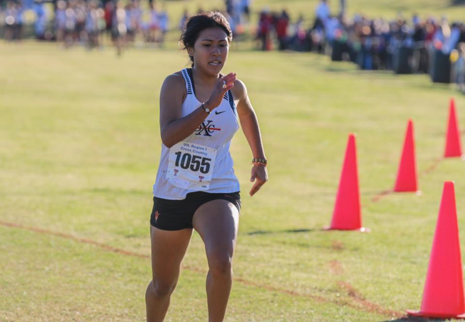 Dumas' Sarai Chavez competes in the Region I-4A cross country meet on Monday, Oct. 24, 2022 at Mae Simmons Park.