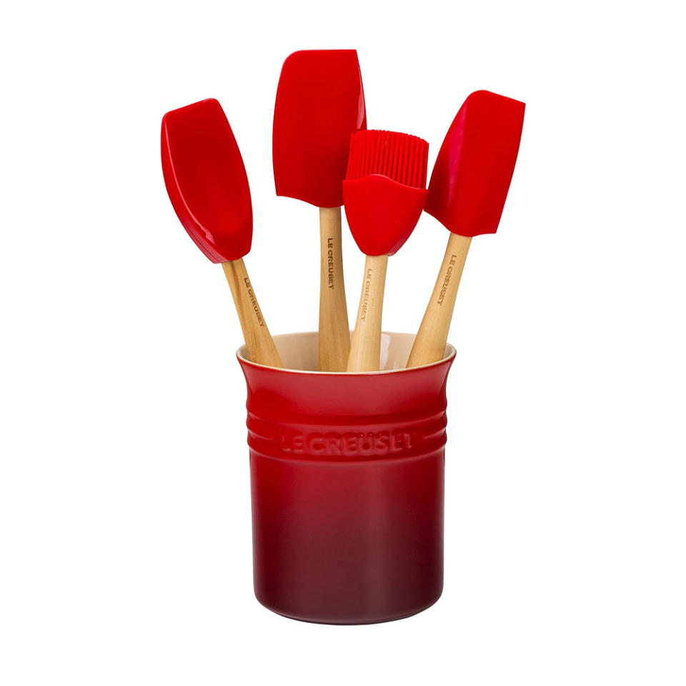 Le Creuset Silicone Craft Series Utensil Set with Stoneware Crock