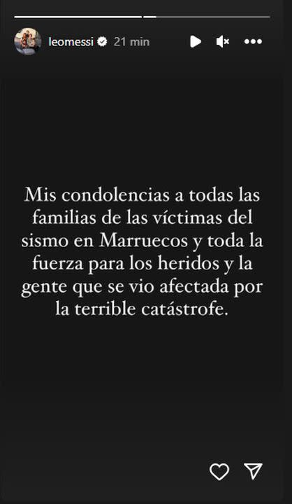 El mensaje de Messi para las víctimas del terremoto en Marruecos