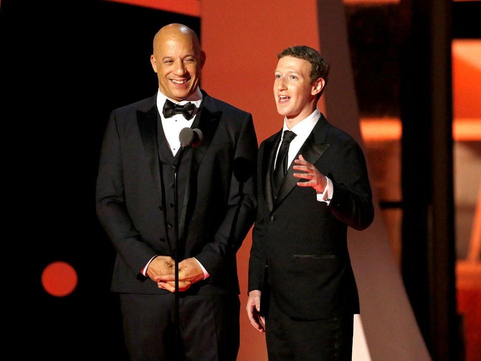 Actor Vin Diesel Facebook CEO Mark Zuckerberg